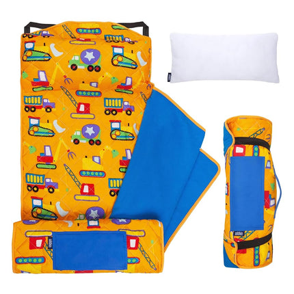 Tapis de sieste matelassé Wildkin pour enfants – Microfibre douce avec oreiller et sangles élastiques pour l'école et les voyages – En cours de construction