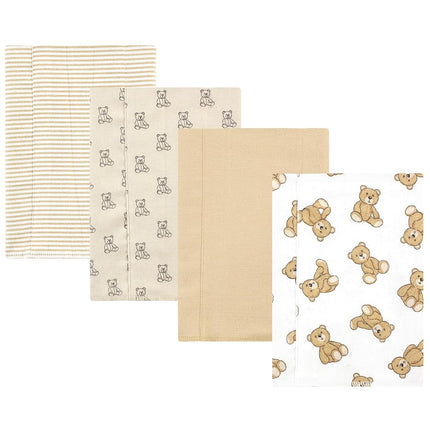 Hudson Baby Unisex Baby Cotton Flannel Burp Cloths, Teddy Bears 4 Pack, One Size