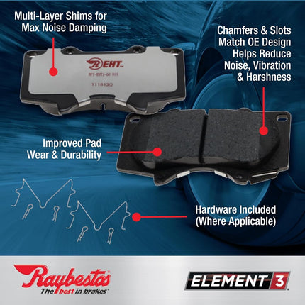 Raybestos Element3 Automotive Replacement Front Brake Pad Set for Select Lexus, Toyota (EHT1005H)