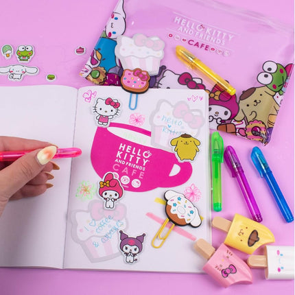 Hello Kitty 22-Piece Kawaii Stationery Set, Includes Notebook, Squishy Stickers, Pens, Cute School Supplies, Unisex, Ages 4+