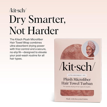 Kitsch Plush Microfiber Hair Towel Wrap for Women – Ultra Absorbent Microfiber Bath Towels for Wet, Curly, Long or Short Hair – Anti-Frizz Hair Wrap, Great Hair Products Gift for Women – Terracotta
