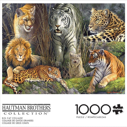 Buffalo Games - James Hautman - Big Cat Collage - Puzzle de 1000 pièces pour adultes - Un puzzle stimulant parfait pour les soirées jeux - Taille finale : 68 x 50 cm