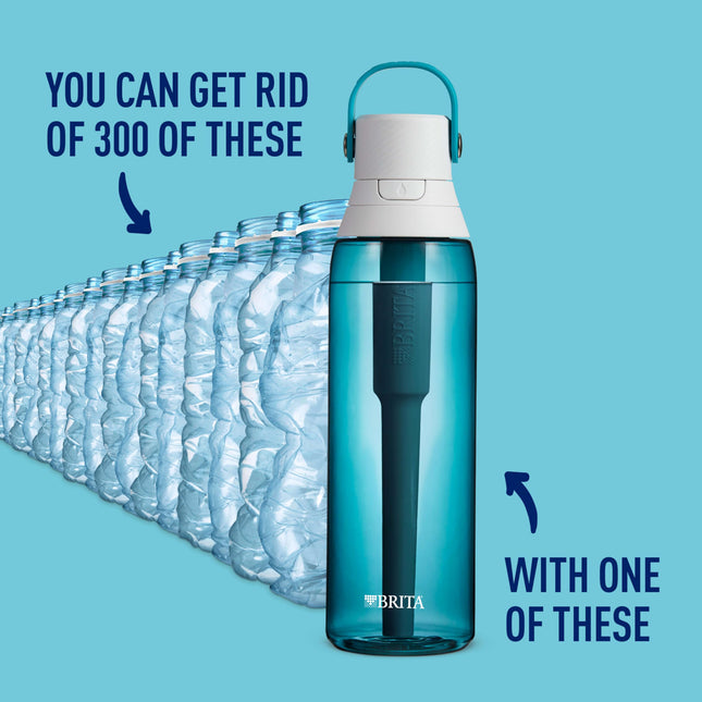 Brita Insulated Filtered Water Bottle with Straw, Reusable, BPA Free Plastic, Sea Glass, 26 Ounce