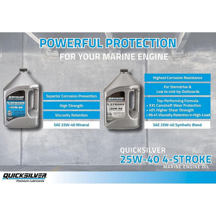 Quicksilver 25W-40 Synthetic Marine Engine Oil 3.78 Litre