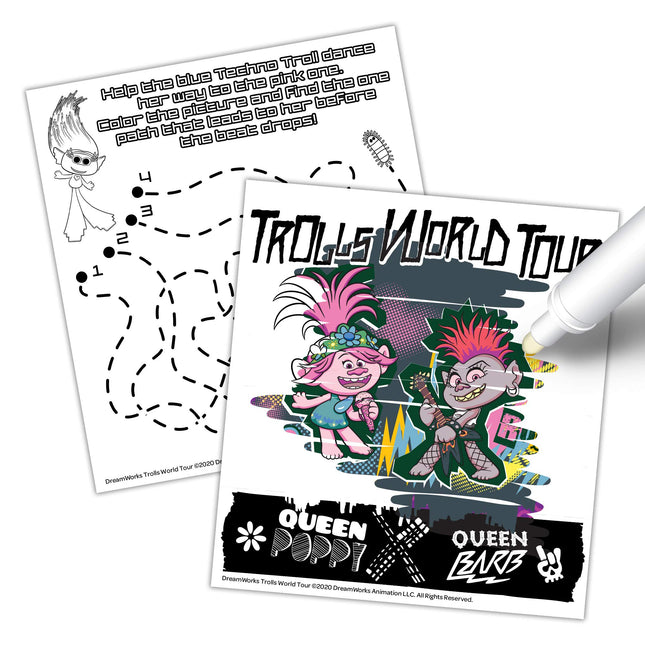 Libro de juego para colorear Imagine Ink de Bendon, dibujos de tinta mágica, marcador que no ensucia (Trolls World Tour)