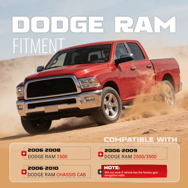 Kit stéréo radio ECOTRIC Double Din compatible avec le kit d'installation de garniture de tableau de bord de cabine châssis Dodge Ram 1500 2500 3500 06-10 avec faisceau de câblage