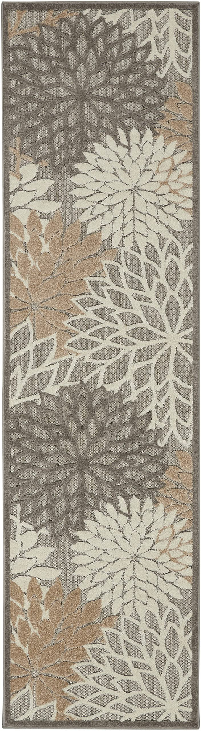 Nourison Aloha ALH05 Indoor/Outdoor Floral Natural 2'3" x 10' Area Rug (10' Runner), 2'3"X10',