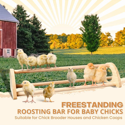TonGass 16" Extra Long Chicken Perch - Freestanding Roosting Bar for Baby Chicks with Built-in Mirrors for Entertainment - Durable Polished Bamboo Roosting Bar - 15 3/4 x 6 5/8 x 3 1/2"
