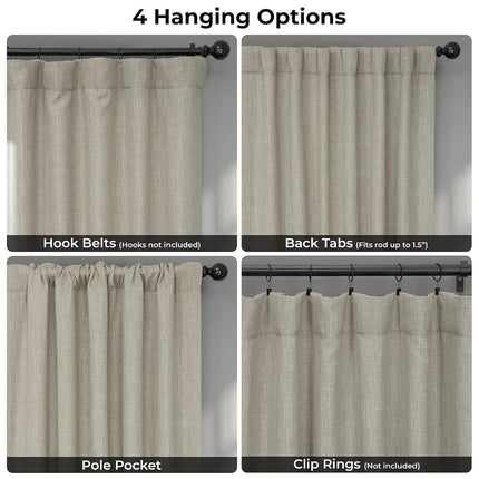 HPD Half Price Drapes Extra Wide Linen Room Darkening Curtain (1 Panel) 100 X 84, BOCH-LN1857-84-DW, Oatmeal