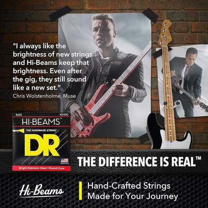 Cuerdas para bajo de 5 cuerdas DR Strings HI-BEAM® Series - Calibre medio 45-125 Escala corta