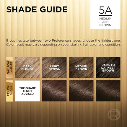 L'Oréal Paris Superior Preference Permanent Hair Color, 5A Medium Ash Brown