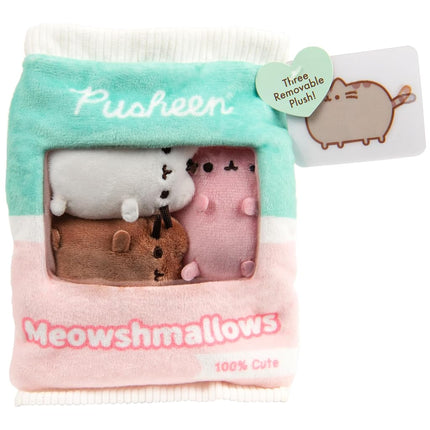 GUND Pusheen Meowshmallows Bag of Treats with Removable Mini Plush, Stuffed Animals for Ages 8 and Up, Pink/Green, 7.5”
