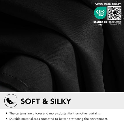 Deconovo Blackout Curtains 84 Inch Long, 2 Panels for Bedroom, Black