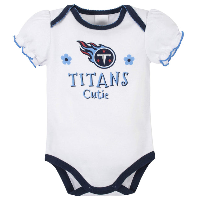 Gerber Baby Girl's Standard NFL 3 Pack Short Sleeve Onesie Bodysuit, Team Color, 6-12 Months