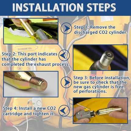 4 Pack 24g 1/2" CO2 Reset Cylinder Replacement Thread CO2 Cartridges for Inflatable Jackets, Life Jackets, Personal Flotation Belt, Accessories