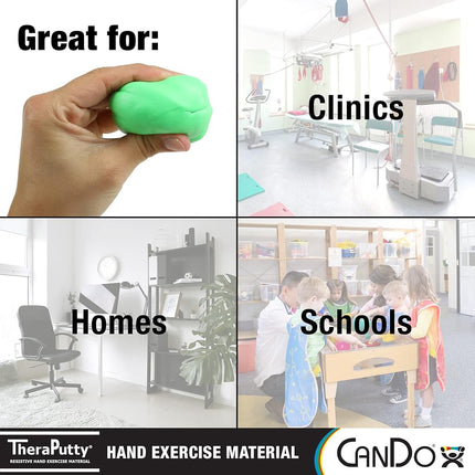 CanDo TheraPutty Standard Hand Exercise Putty for Rehabilitation, Exercises, Hand Therapy, Occupational Therapy, Hand Strengthening, Improve Motor Skills, Stress Relief, Green: Medium, 2-ounce, (10-0902)