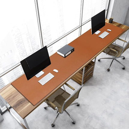 ZORESYN PU Leather Desk Mat Black - 170x50cm Large Mouse Pad, Waterproof Anti-Oil Dining Table mat Desk Pad with Non-Slip Base, Computer Desk Mat for Gamer, Office & Home