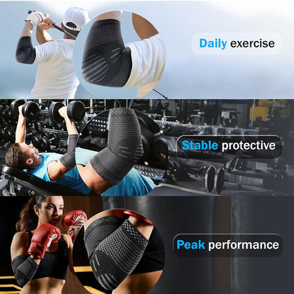 POWERLIX Elbow Orthopedic Brace Compression Support (Pair) - Elbow Sleeve for Tennis Elbow, Golfer’s Elbow, Bursitis, and Sprains, Arthritis, Tendonitis. Pain Relief