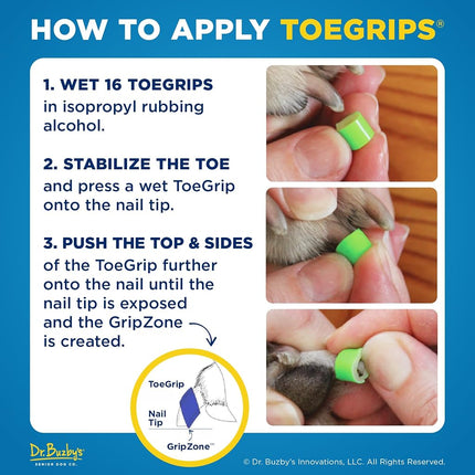 Dr Buzby's Large ToeGrips for Dogs - Instant Traction on Wood/Hardwood Floors - Anti-Slip Relief for Senior Dogs - Stop Sliding Instantly - Rubber Nails - 1 Pack (20 Grips)