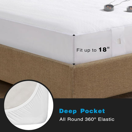 Beautyrest Heated Mattress Pad King - Electric Bed Warmer Cool To Touch, All Seasons Cover, 5 Heat Level, Auto Shut Off, Deep Pocket - Machine Wash Electric Mattress Pad, UL Certified, White, Cal King