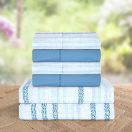 Elegant Comfort Softest and Coziest 6-Piece Sheet Set - 1500 Premium Hotel Quality Microfiber - Deep Pocket, Wrinkle Resistant 6-Piece Floral Bed Sheet Set, Queen, Traci Aqua