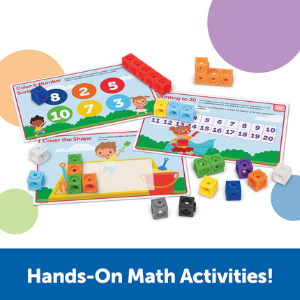 Learning Resources MathLink Cubes Preschool Math Activity Set - 115 Pieces, Ages 3+ Preschool STEM Activities, Math Activity Set and Games for Kids, Preschool Learning Activities, Homeschool Essentials