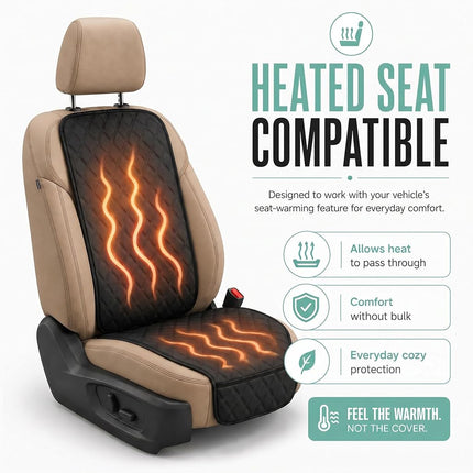 FH Group Car Seat Cushion Front Set Black Neosupreme Automotive Seat Cushions - Universal Fit, Car Seat Cushion with Front Pockets, Airbag Compatible Car Seat Cushions for SUV, Sedan, Van