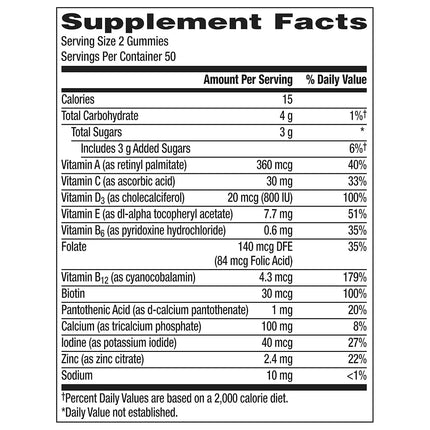Centrum Women's Multivitamin Gummies, Tropical Fruit Flavors Made from Natural Flavors, 100 Count, 50 Day Supply