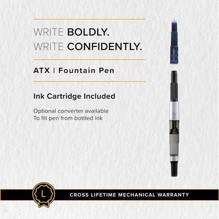 CROSS 886-43FS ATX Brushed Metallic Fountain Pen with Fine Nib - Chrome