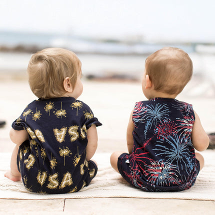 Burt's Bees Baby Baby Boy Romper One Piece Jumpsuit 100% Organic Cotton Baby Toddler Baby Set, Celebrating America, nouveau née