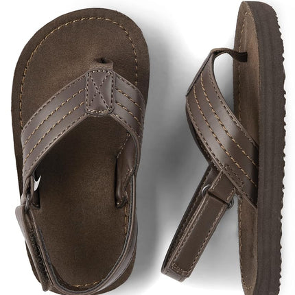 The Children's Place Baby Boys and Toddler Casual Flip Flops with Backstrap, Tan, Tan, 4-5 US Toddler