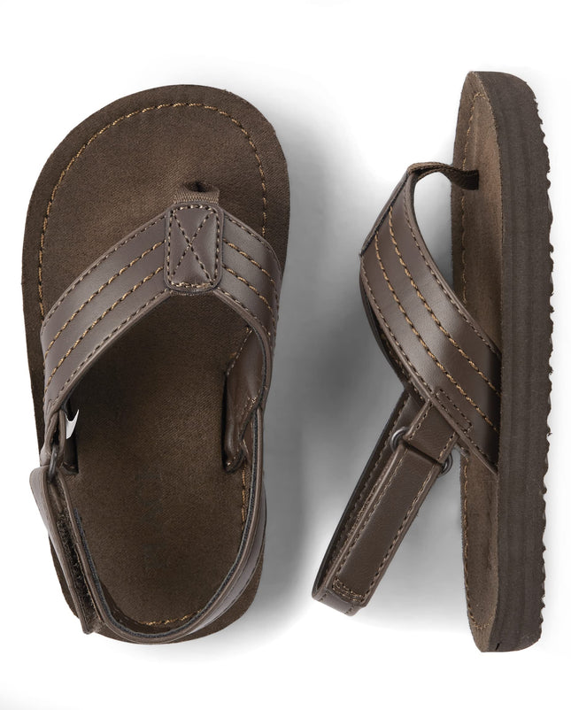 The Children's Place Chanclas casuales con correa trasera para bebé y niño, color canela, 6-7 EE. UU. (talla de bebé)