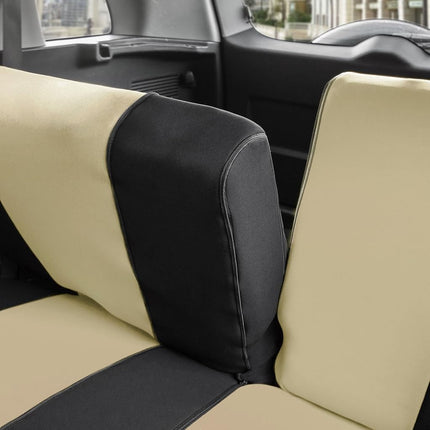 FH Group Back Seat Cloth Car Seat Covers - Universal Fit Rear Seat Covers for Cars with Rear Split Bench, Car Interior Accessories for SUV, Sedan, Van, Beige