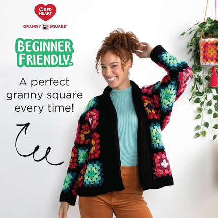 Red Heart All in ONE Granny Square Scarlet Sands Yarn - 3 Pack of 8.8oz/250g - 100% Acrylic - #4 Worsted (Medium) - 440 Yards - Knitting/Crochet