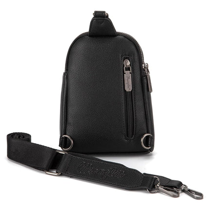 Wrangler Crossbody Sling Bags for Women Cross Body Fanny Pack Purse with Detachable Strap, A-Leather Black