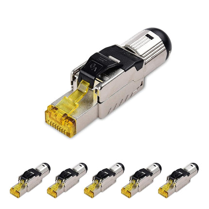 Cable Matters 6-Pack Tool-Free Shielded Cat6a / Cat6 RJ45 Termination Plug Connector, 10Gbps Cat 6 Plug