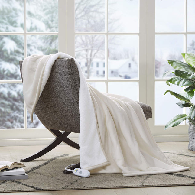 Serta Heated Throw Blanket - Reversible Fleece to 