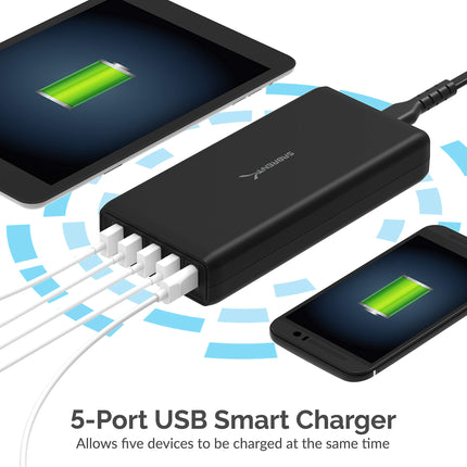 SABRENT 114W Estación de Carga Inteligente de 5 Puertos USB A y USB Tipo C PD (AX-LPD5)