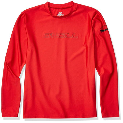 O'NEILL Boys Youth Basic Skins 50+ Long Sleeve Sun Shirt Rash Guards, Red, 14 US