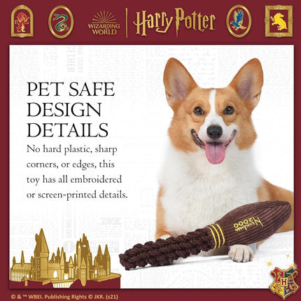 Harry Potter Nimbus 2000 Rope Pet Toy, 14 Inch | Nimbus 2000 Dog Toy for Tugging with Crinkle and Squeaker