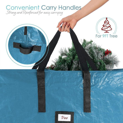 Hearth & Harbor Christmas Tree Storage Bag - Fits Up to 9 ft Holiday Trees - Large Christmas Tree Storage Box Container Made from Durable Waterproof Fabric with Handles & Dual Zipper