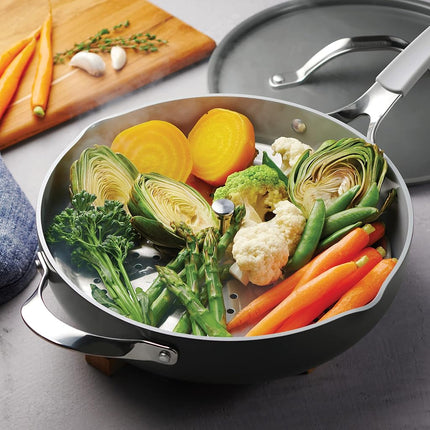 Tramontina All-in-One Plus Pan 5-Qt Ceramic Non Stick Pan with Lid, Gray