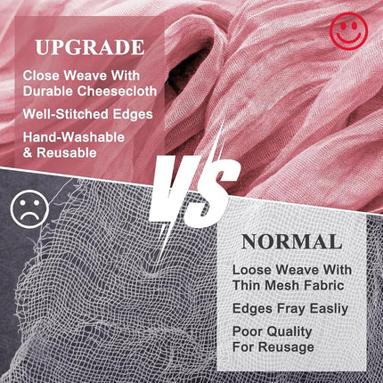 Wokceer Cheesecloth Table Runner Dusty Rose 10FT Boho Gauze, 12 Pack