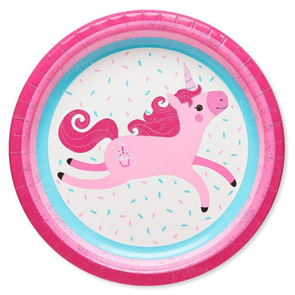 American Greetings 6378060 RNBW UNICORN 10 RND PLT 40CT H Party Supplies, Dinner Plates, 40-Count
