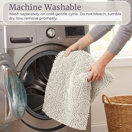 Bedford Home 2-Piece Memory Foam Shag Bath Mat, White