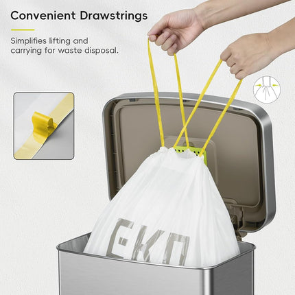 EKO Easy-Dispense Roll of 60 Count Extra-Strong Drawstring Kitchen Trash Bags - 21 Gallon Garbage Bags (79.5L) 1 Pack, Code G