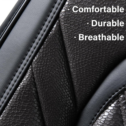 Coverado Car Seat Covers Front, Car Seat Covers Front Seats, 2-Pack Seat Covers for Cars, Luxury Leathaire Car Seat Protector Luxury Leathaire Waterproof Seat Cushions Universal Fit Most Cars Black