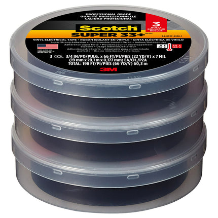 Scotch 6132-BA-10 Super 33+ Vinyl Electrical Tape.75-Inch x 66-Foot, Pack of 10, Black, 10 Roll