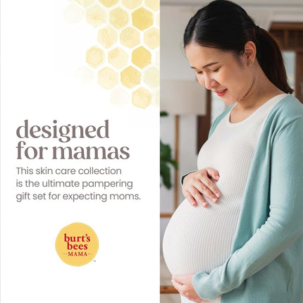Burts Bees Set de Regalo Mama Bee con Lata, 3 Productos para el Cuidado de la Piel durante el Embarazo - Crema para Piernas y Pies, Manteca para el Vientre y Bálsamo Labial Original de Cera de Abejas