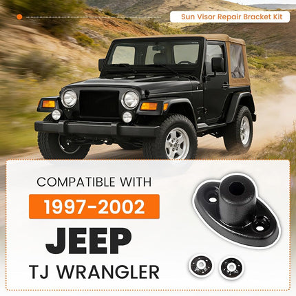 ECOTRIC Sun Visor Repair Bracket Kit Compatible with 1997-2002 Jeep TJ Wrangler Sun Visor Mount Clip